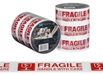 Packing Tape Fragile-Handle With Care, White/Red, 48mm x 100m x 50 Micron 1 X Roll